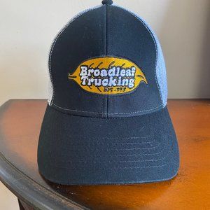 Trucker Snapback Hat  Black with White Mesh Broadleaf Trucking Adjustable Sizing